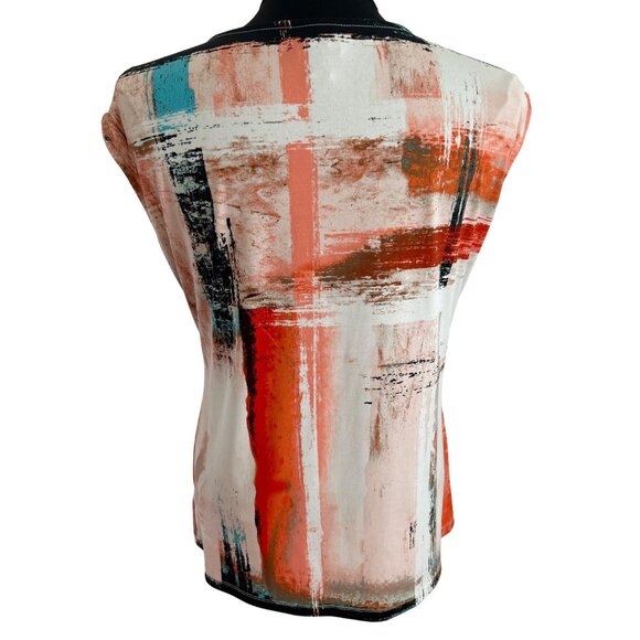 Worthington Multi-Colored Paint Stroke Print Sleeveless Top, Size Medium - Picture 3 of 7